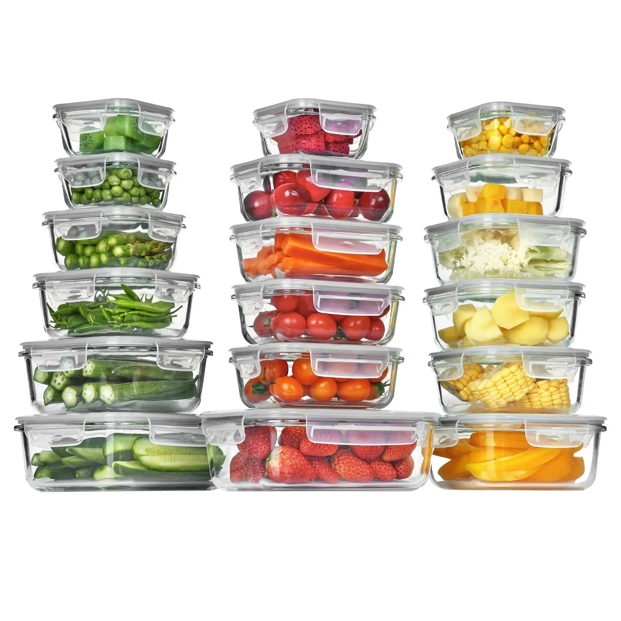 Meal Prep Oven Safe Containers - Set di 18 Contenitori in Vetro