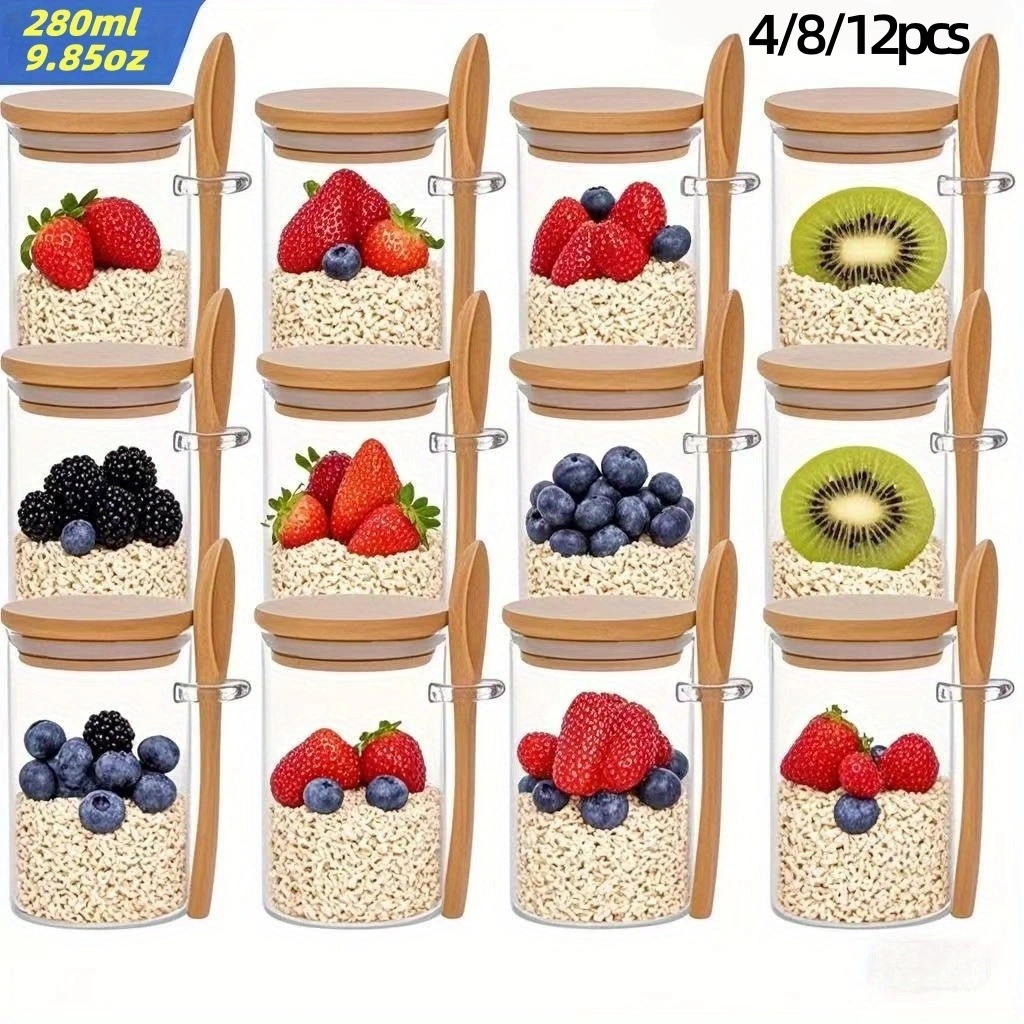 Meal Prep Oatmeal Jars - 4/8/12 pezzi, tazze per colazione con