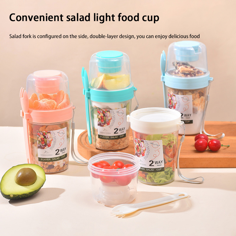 Meal Prep Oatmeal Jars - Contenitore Portatile per Colazione con Coperchio