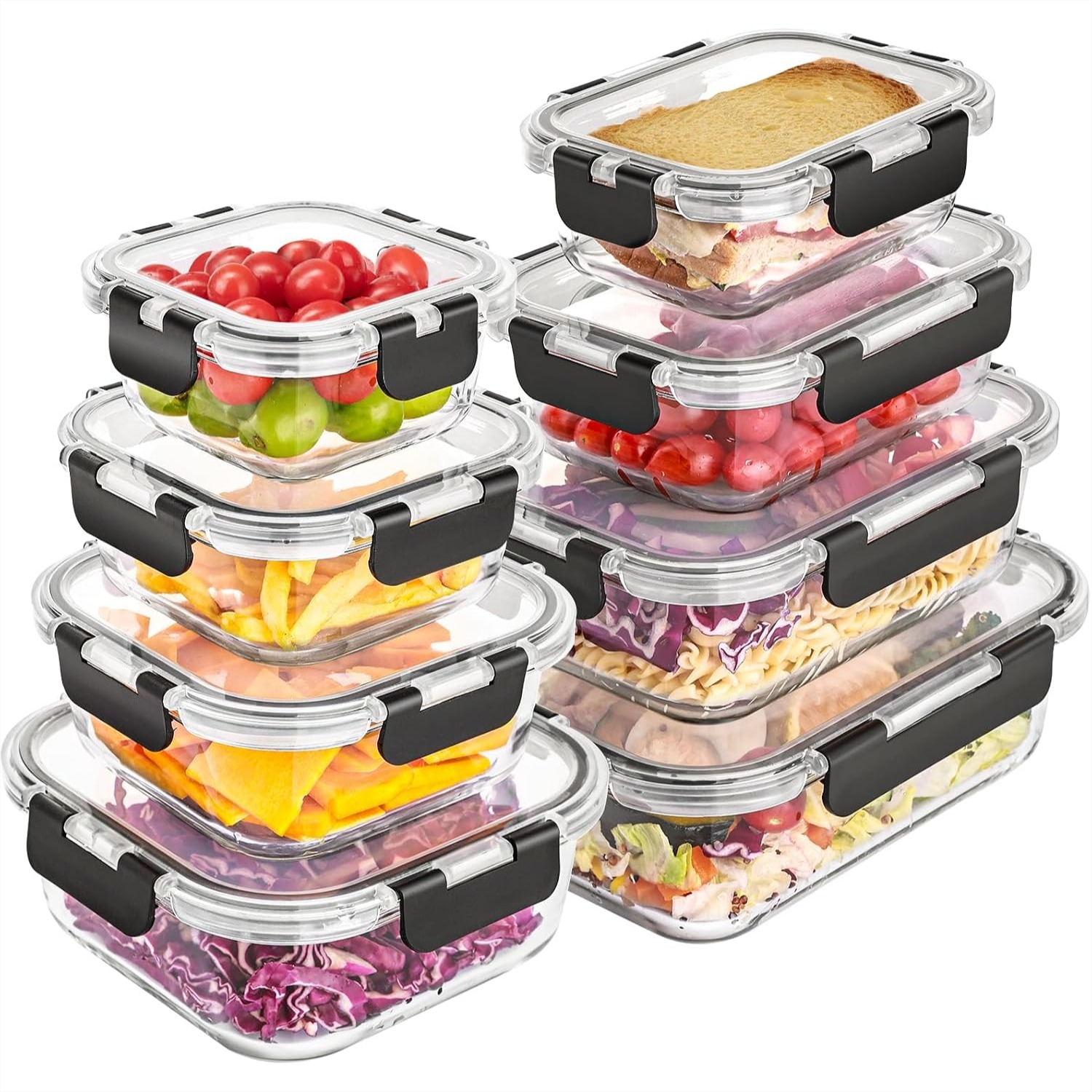 Meal Prep Oven Safe Containers - Set di 8 Contenitori in Vetro