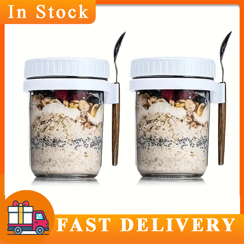 Meal Prep Oatmeal Jars - Contenitore per avena notturna con coperchio